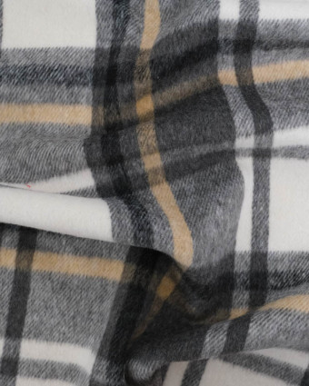 Tissu Tartan Ecru Noir Beige - Mercerine