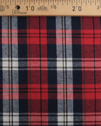 Flannel Tartan Flanelle à carreaux Rouge Marine - Mercerine