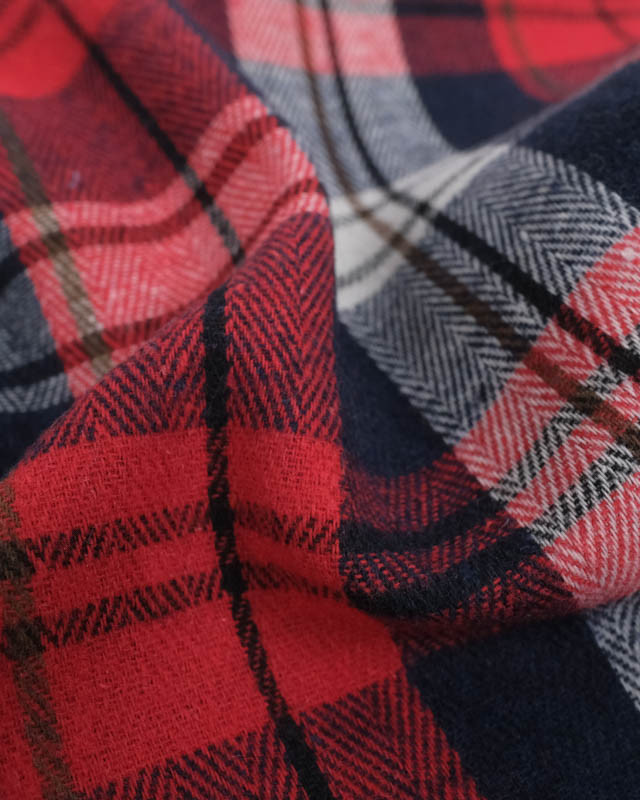 Flannel Tartan Flanelle à carreaux Rouge Marine - Mercerine