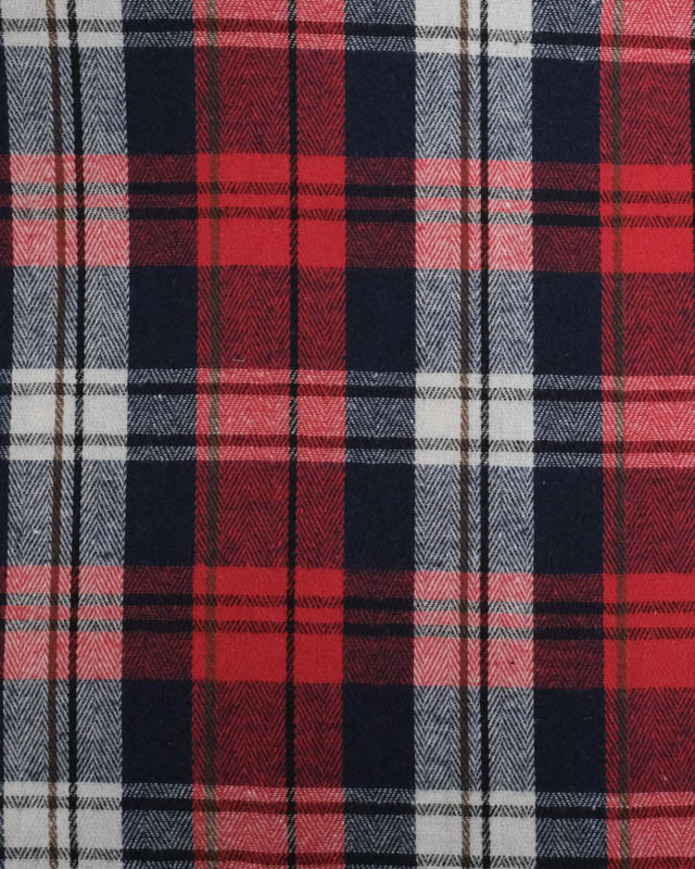 Flannel Tartan Flanelle à carreaux Rouge Marine - Mercerine