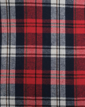 Flannel Tartan Flanelle à carreaux Rouge Marine - Mercerine