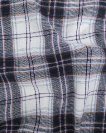 Flannel Tartan Flanelle à carreaux Blanc Mauve - Mercerine