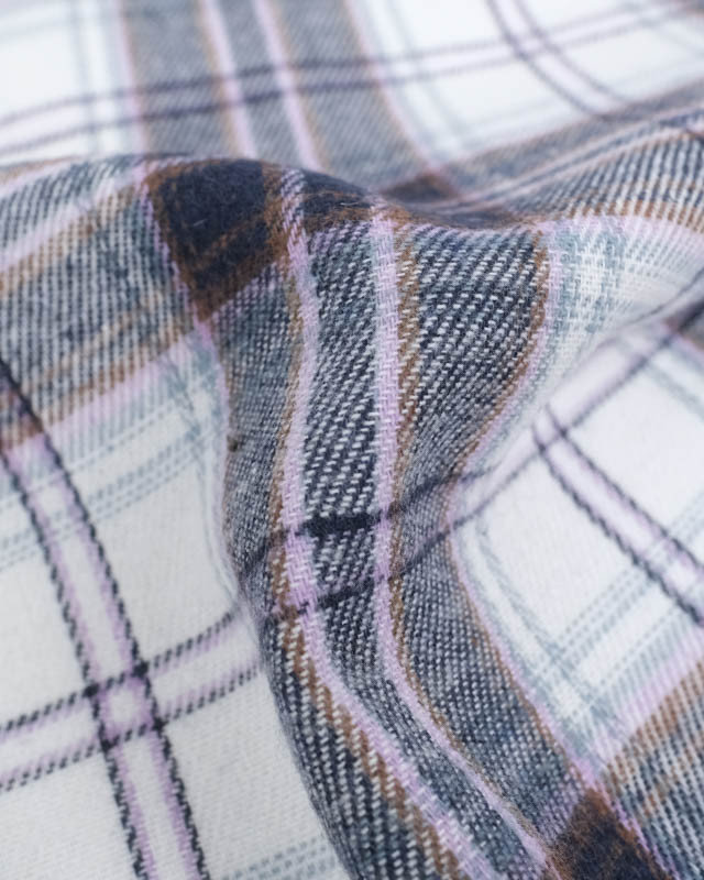 Flannel Tartan Flanelle à carreaux Blanc Mauve - Mercerine