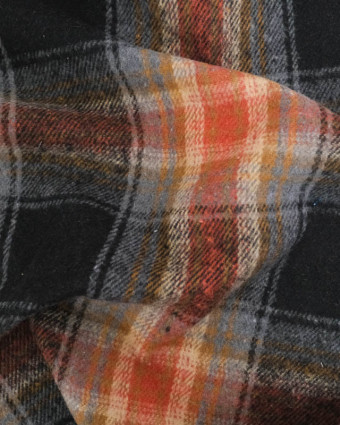 Flannel Tartan Flanelle à carreaux Marron Orange - Mercerine