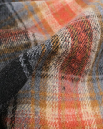 Flannel Tartan Flanelle à carreaux Marron Orange - Mercerine