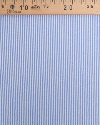 Tissu Seersucker à Rayures Bleu Jean - Mercerine