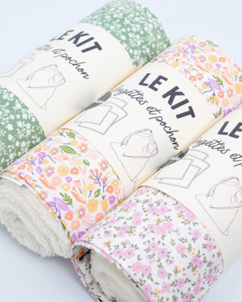 Le kit lingettes + pochon - fleuri lilas - Mercerine