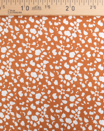 Tissu viscose caramel petit motif à l'esprit fleuri - Oeko-tex -  Mercerine