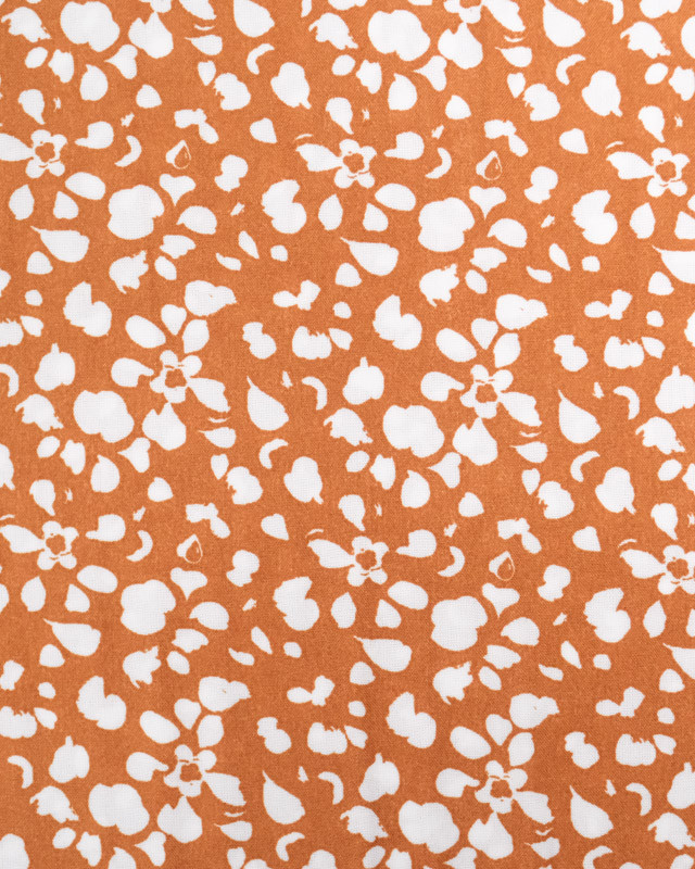 Tissu viscose caramel petit motif à l'esprit fleuri - Oeko-tex -  Mercerine