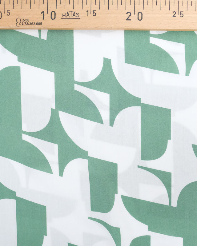 Viscose Joli Motif Abstrait Blanc et Vert - Mercerine