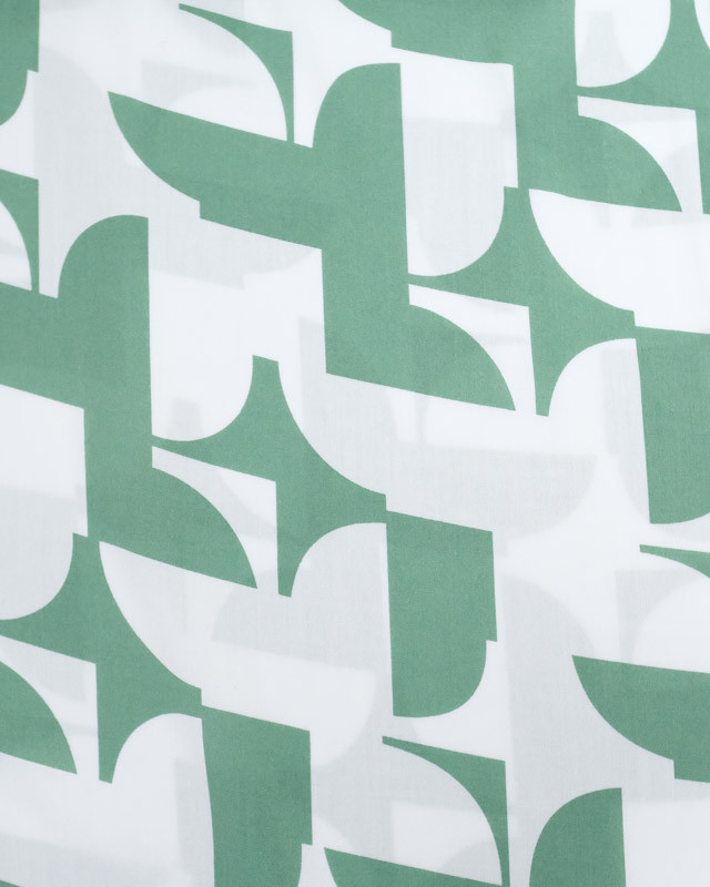 Viscose Joli Motif Abstrait Blanc et Vert - Mercerine