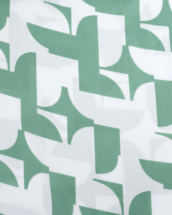 Viscose Joli Motif Abstrait Blanc et Vert - Mercerine