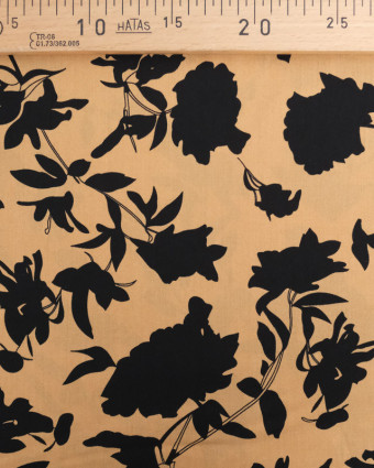 Viscose Caramel Fleurs Noires - Mercerine