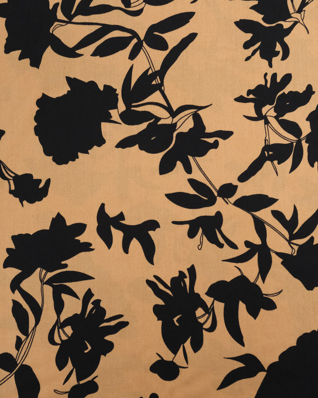 Viscose Caramel Fleurs Noires - Mercerine