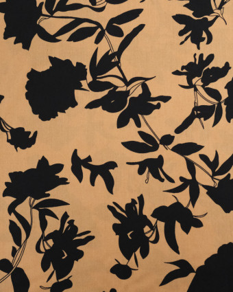 Viscose Caramel Fleurs Noires - Mercerine