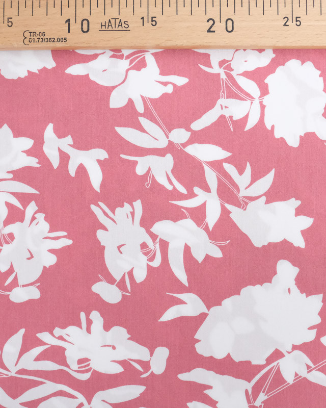 Viscose Vieux Rose Fleurs Blanches - Mercerine