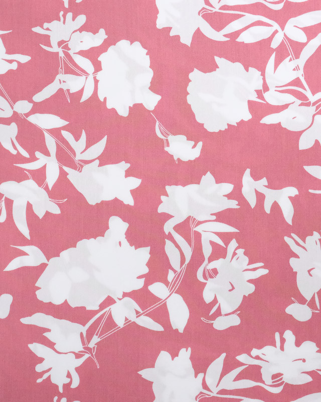 Viscose Vieux Rose Fleurs Blanches - Mercerine