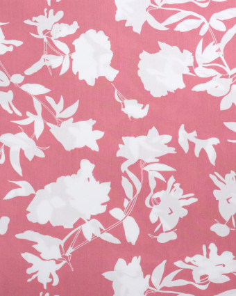 Viscose Vieux Rose Fleurs Blanches - Mercerine