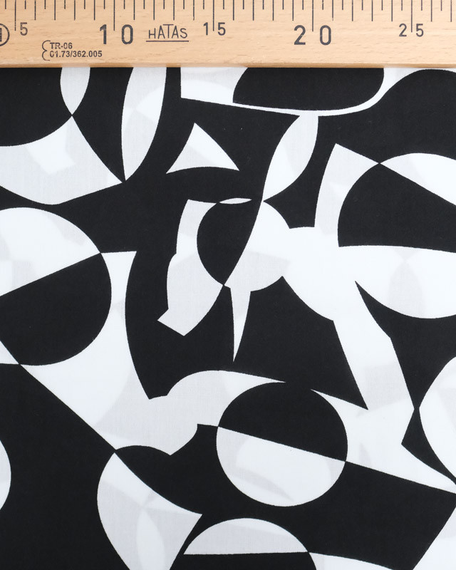 Tissu Viscose Motif Abstrait Blanc et Noir - Mercerine