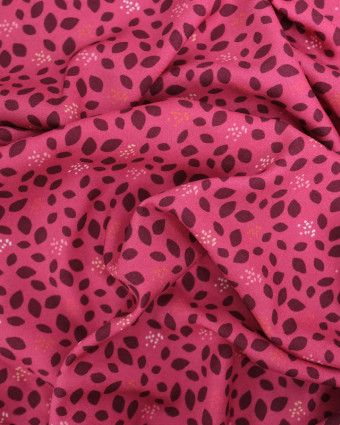 Tissu Viscose Framboise Motif Floral Prune Oeko-Tex - Mercerine