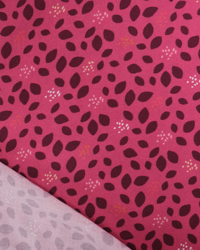 Tissu Viscose Framboise Motif Floral Prune -  Mercerine