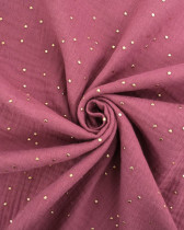 Double Gaze de Coton Bois de Rose Pois Doré - Oeko-Tex