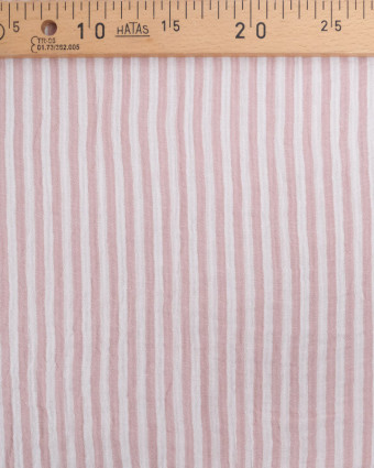 Tissu Double Gaze à Rayures Rose et Blanc - Mercerine