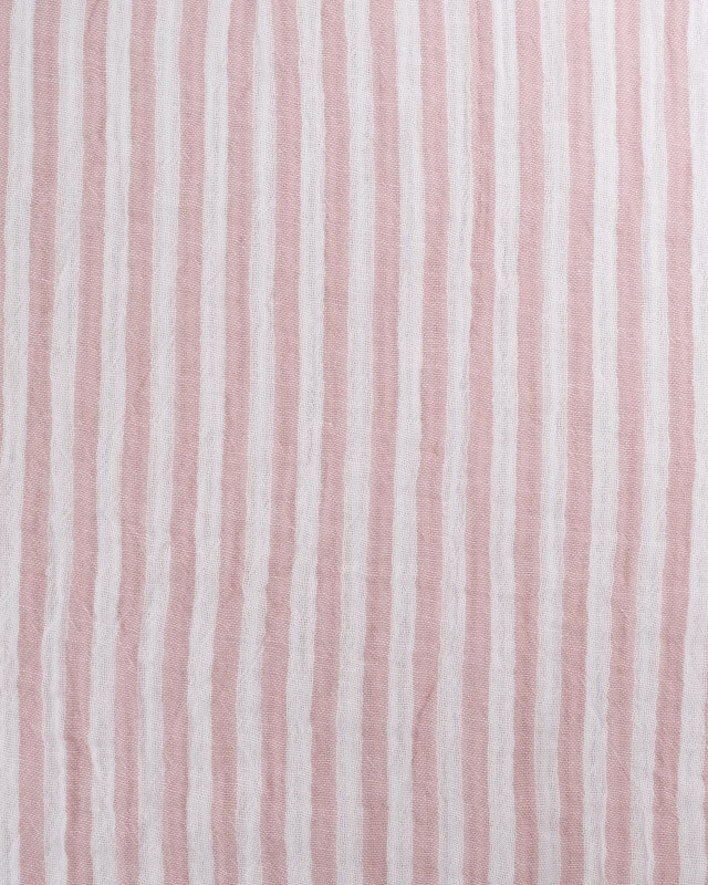 Tissu Double Gaze à Rayures Rose et Blanc - Mercerine