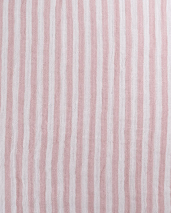 Tissu Double Gaze à Rayures Rose et Blanc - Mercerine