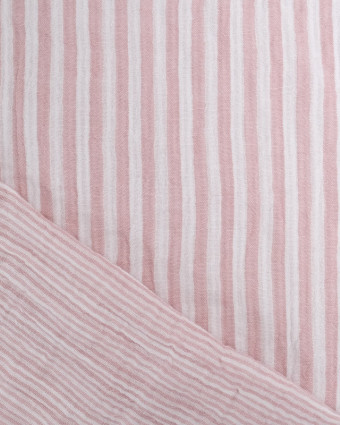 Tissu Double Gaze à Rayures Rose et Blanc - Mercerine