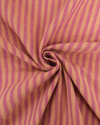 Tissu Double Gaze à Rayures Framboise et Caramel - Mercerine