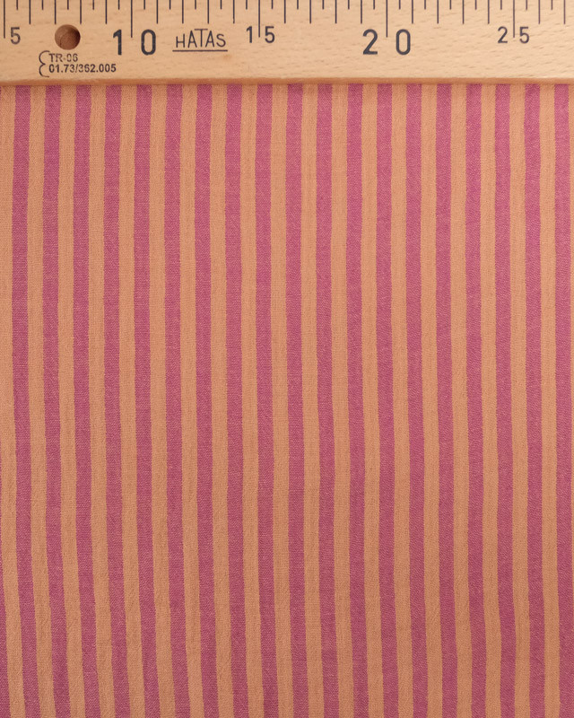 Tissu Double Gaze à Rayures Framboise et Caramel - Mercerine