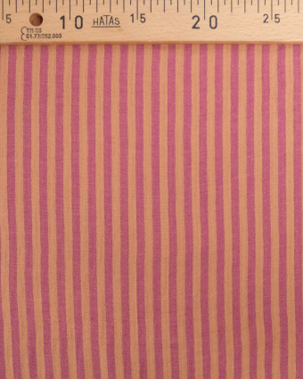 Tissu Double Gaze à Rayures Framboise et Caramel - Mercerine