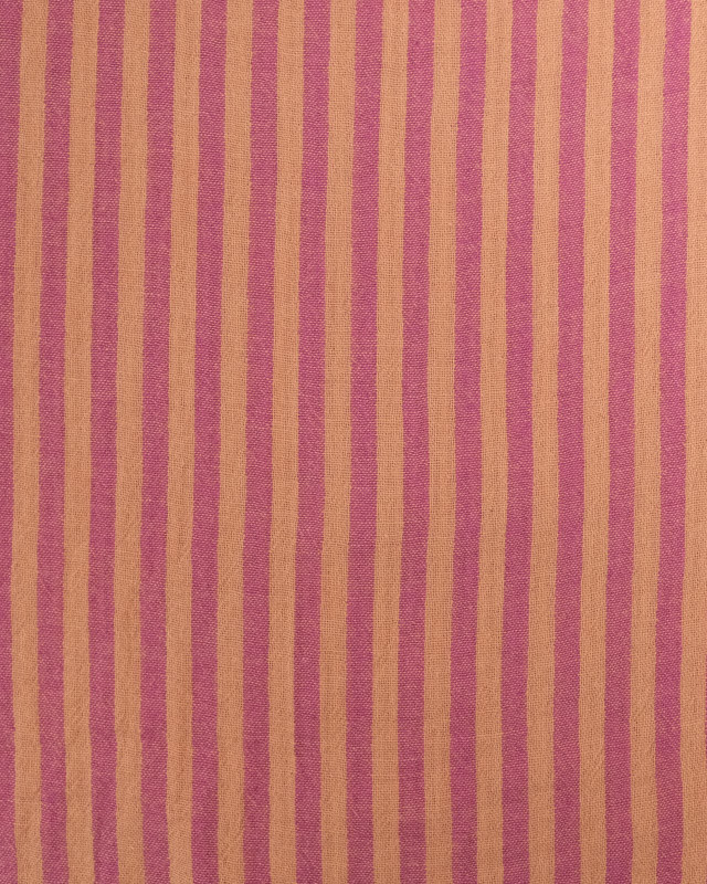 Tissu Double Gaze à Rayures Framboise et Caramel - Mercerine