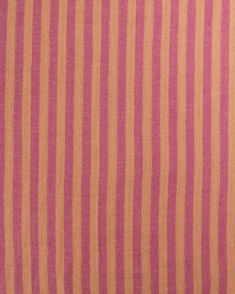 Tissu Double Gaze à Rayures Framboise et Caramel - Mercerine