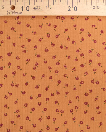 Tissu Coton Gaufré Bio Caramel Imprimé Petites Fleurs - Mercerine