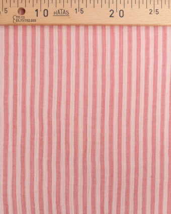 Tissu Double Gaze à Rayures Rose et Nude - Mercerine