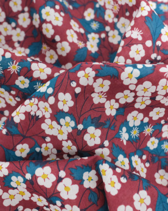 Tissu Liberty Fabrics@  Ffion Bordeaux et Bleu - Mercerine