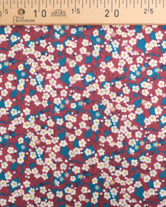 Tissu Liberty Fabrics@  Ffion Bordeaux et Bleu - Mercerine