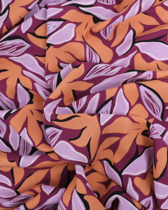 Viscose Motif Floral Pêche Prune - Mercerine