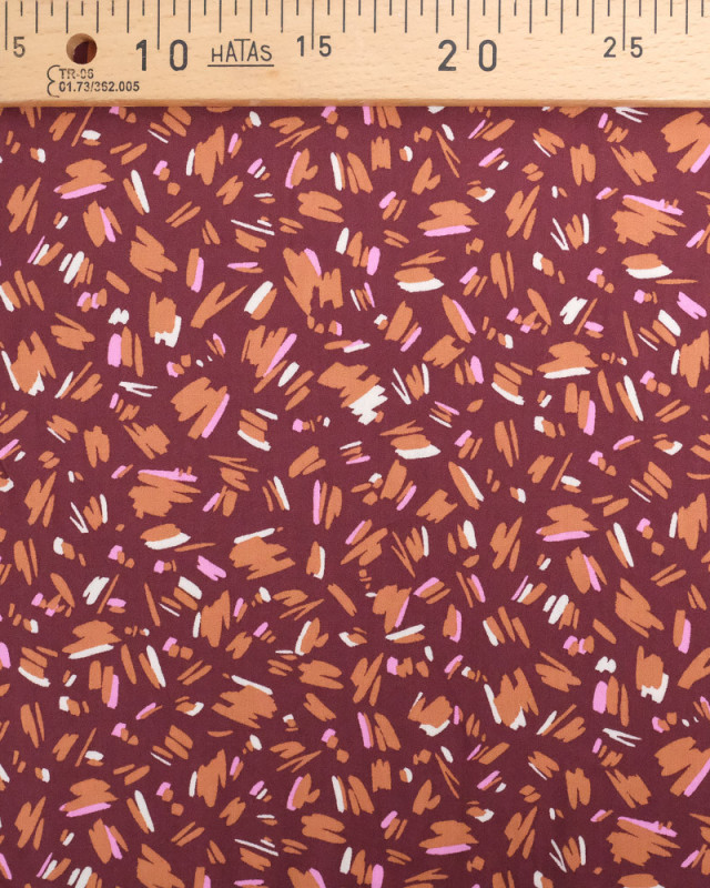 Viscose Prune Motif Abstrait Caramel - Poppy Design - Mercerine