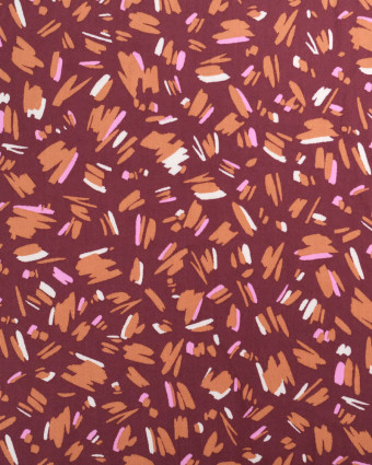 Viscose Prune Motif Abstrait Caramel - Poppy Design - Mercerine