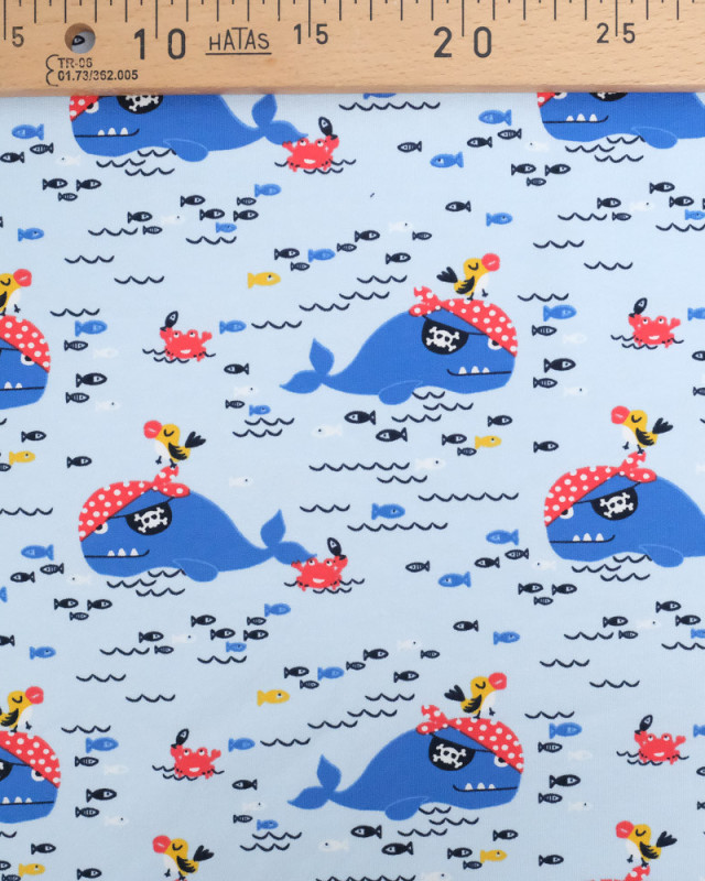 Jersey Bleu Baleine Pirate - Oeko-Tex -Mercerine