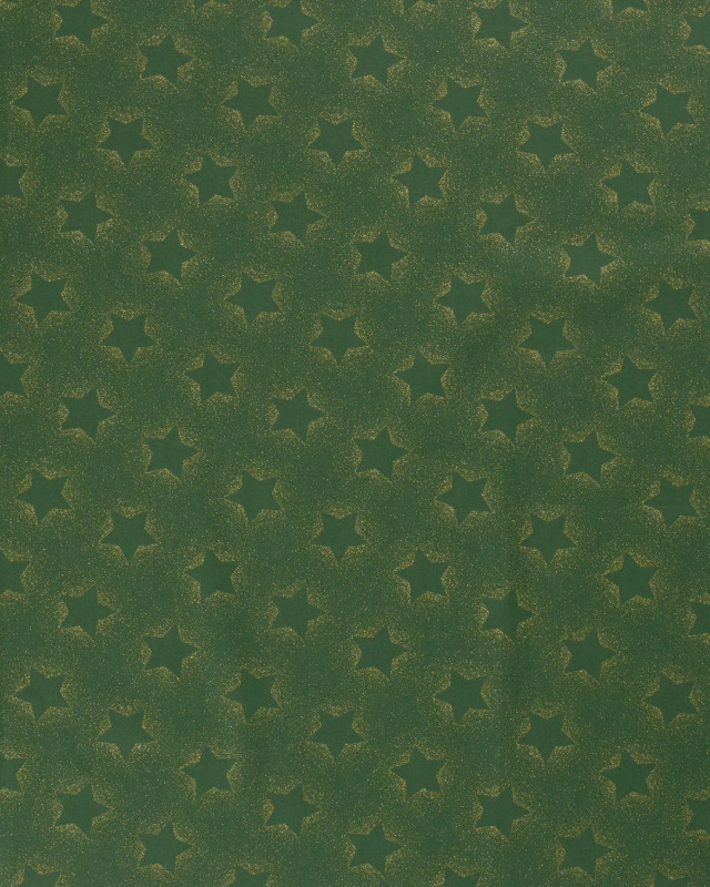 Tissu Coton de Noël Vert Motif Etoile - Oeko-Tex - Mercerine