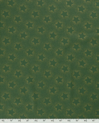 Tissu Coton de Noël Vert Motif Etoile - Oeko-Tex - Mercerine