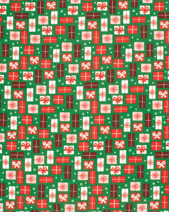 Coton de Noël Vert Imprimé Cadeaux - Oeko-Tex - Mercerine