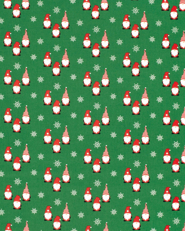 Coton De Noël Vert Petits Lutins - Oeko-Tex - Mercerine