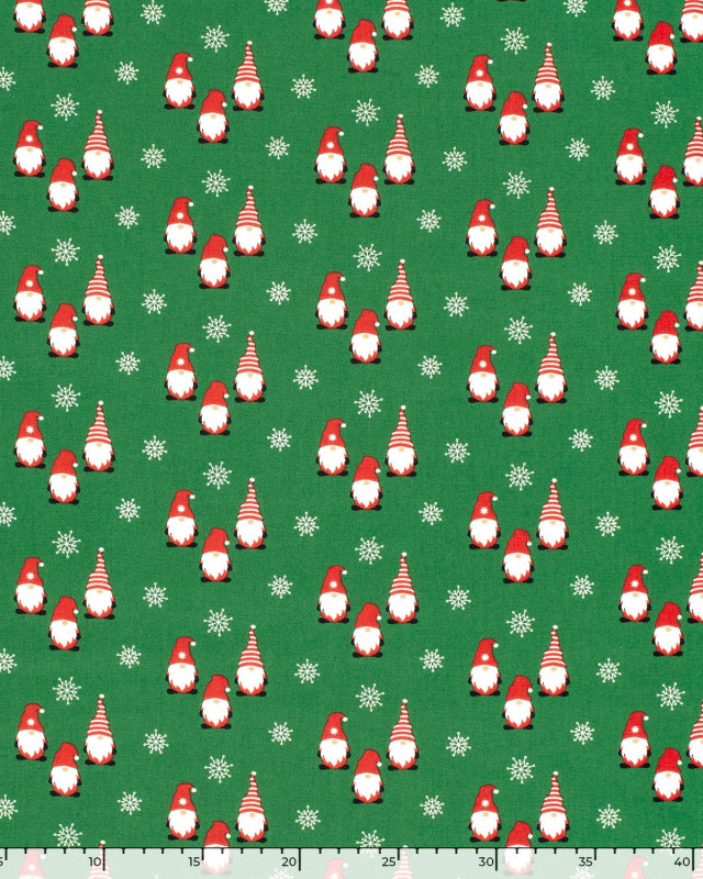 Coton De Noël Vert Petits Lutins - Oeko-Tex - Mercerine