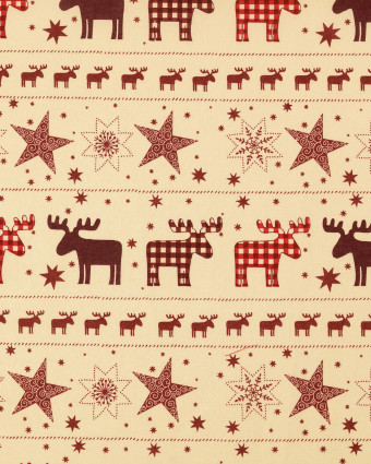 Tissu Coton Noël Motif Renne Rouge - Mercerine