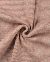 Tissu Maille Côtelé Lurex Rose Poudré